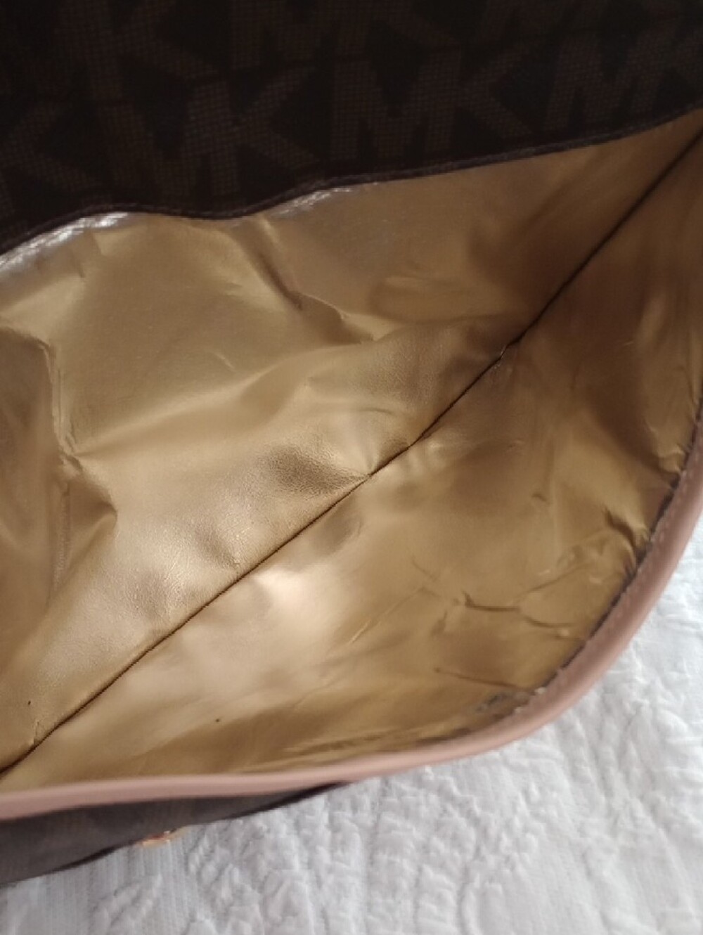 MICHAEL KORS Monogram Envelope Clutch with Tan Leather Trim - Picture 10 of 10